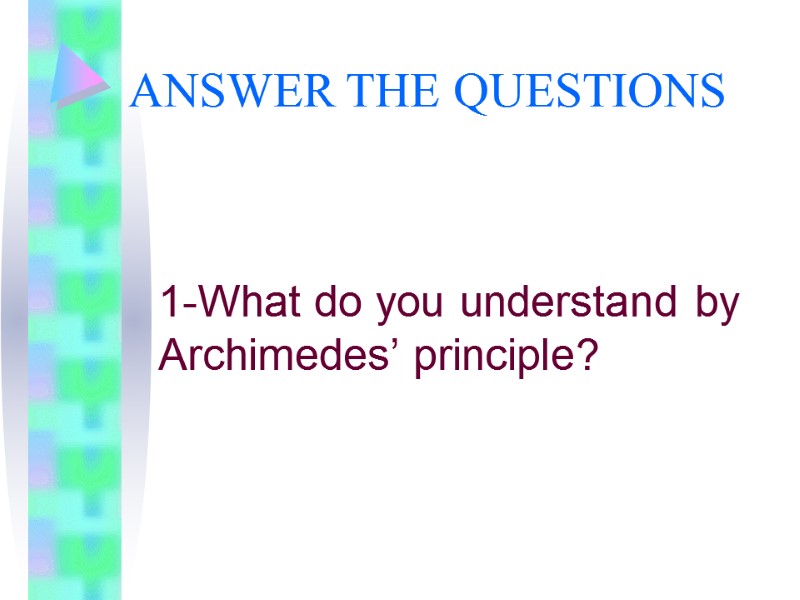 ANSWER THE QUESTIONS  1-What do you understand by Archimedes’ principle?
